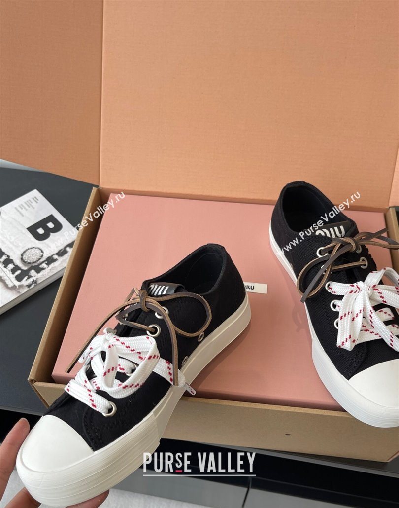 Miu Miu Washed Denim Low-top Sneakers Black 2025 5E384E (HQG-250603093)