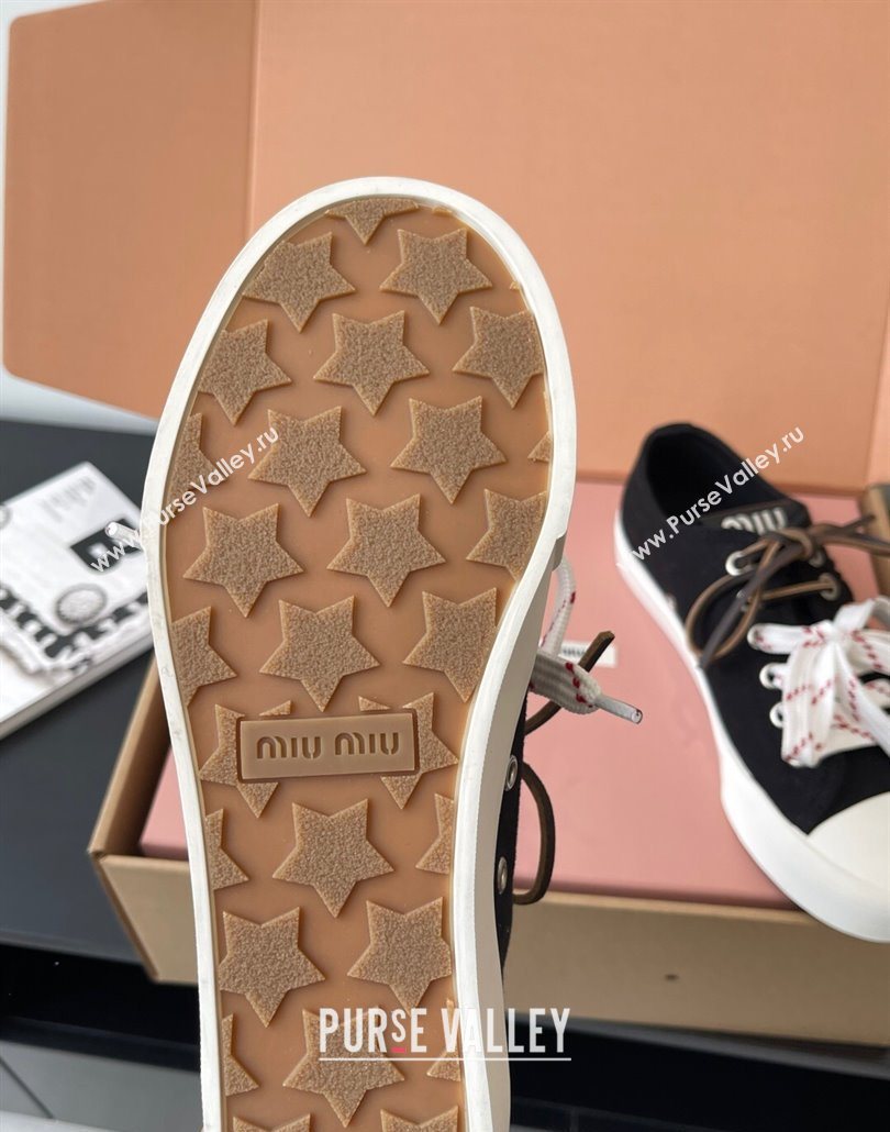 Miu Miu Washed Denim Low-top Sneakers Black 2025 5E384E (HQG-250603093)