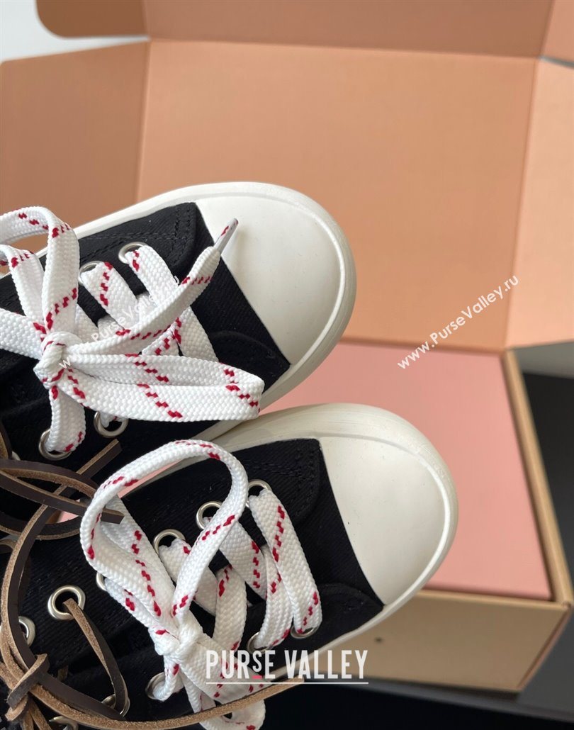 Miu Miu Washed Denim Low-top Sneakers Black 2025 5E384E (HQG-250603093)