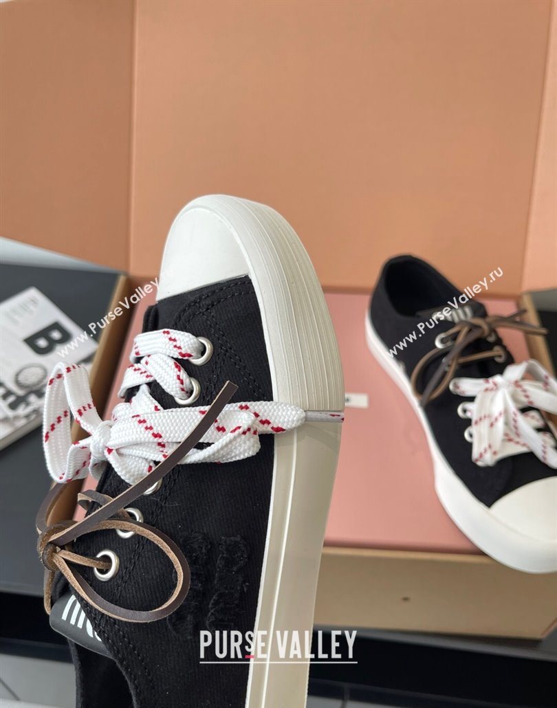 Miu Miu Washed Denim Low-top Sneakers Black 2025 5E384E (HQG-250603093)