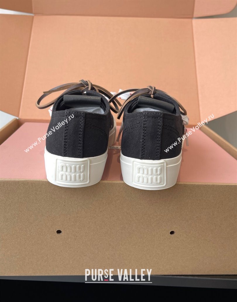 Miu Miu Washed Denim Low-top Sneakers Black 2025 5E384E (HQG-250603093)