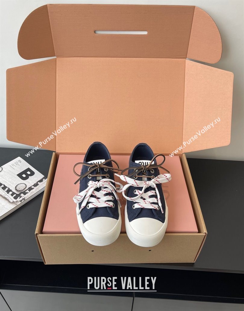 Miu Miu Washed Denim Low-top Sneakers Dark Blue 2025 5E384E (HQG-250603094)
