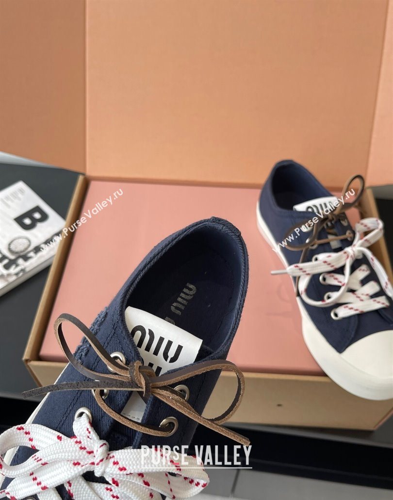 Miu Miu Washed Denim Low-top Sneakers Dark Blue 2025 5E384E (HQG-250603094)