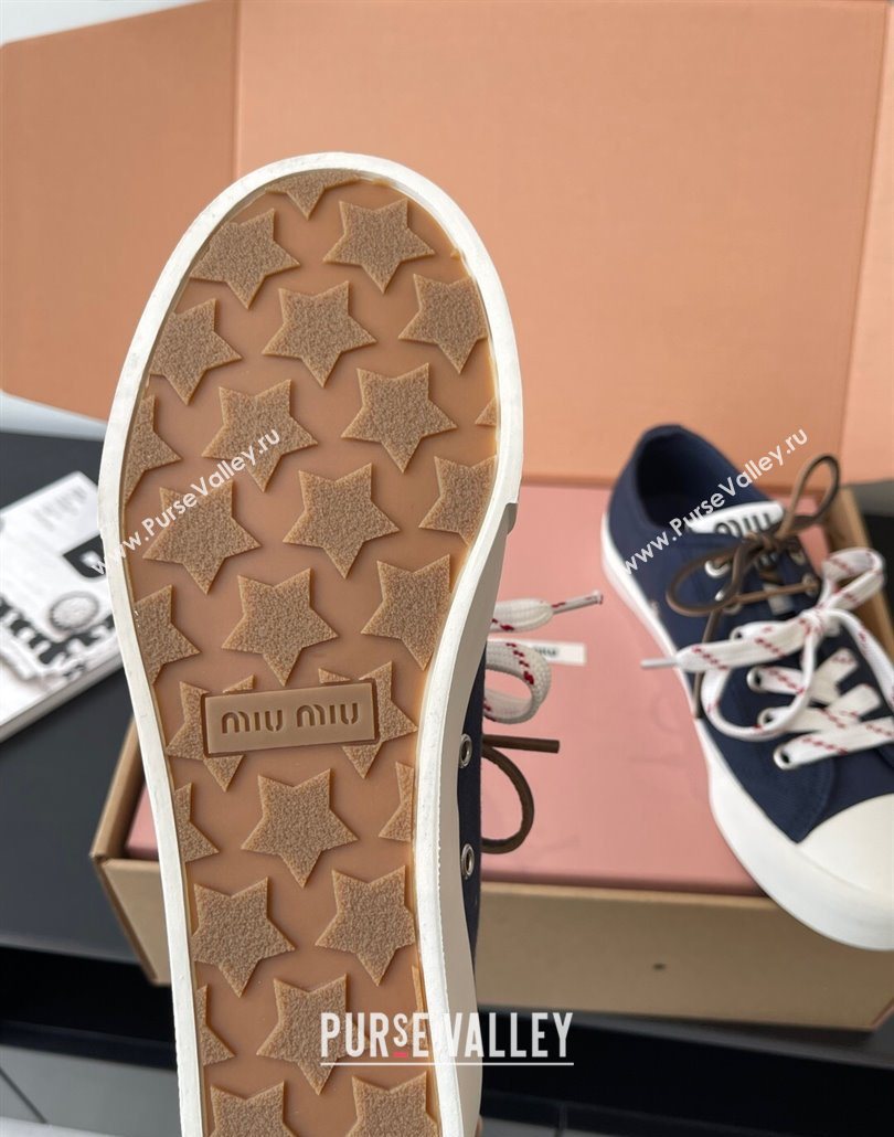 Miu Miu Washed Denim Low-top Sneakers Dark Blue 2025 5E384E (HQG-250603094)