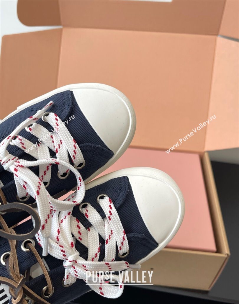 Miu Miu Washed Denim Low-top Sneakers Dark Blue 2025 5E384E (HQG-250603094)