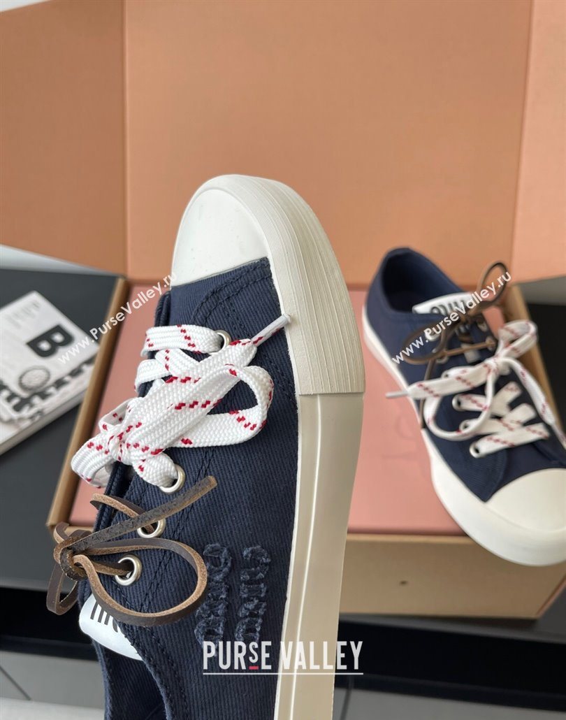 Miu Miu Washed Denim Low-top Sneakers Dark Blue 2025 5E384E (HQG-250603094)