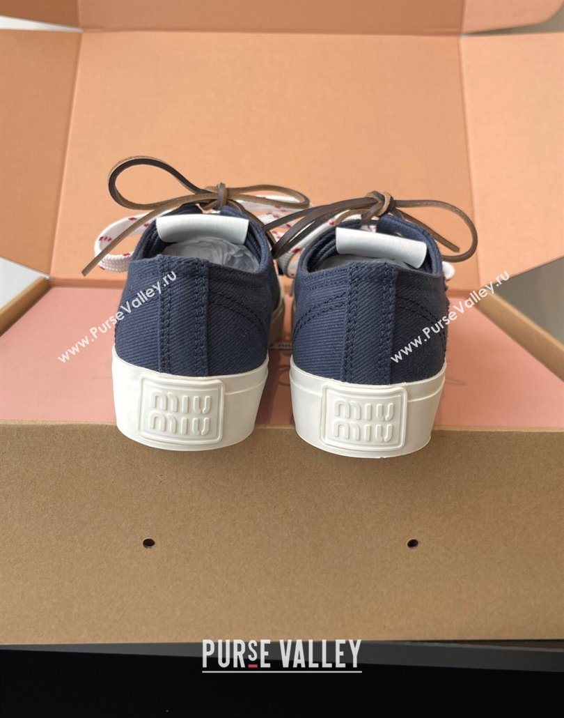 Miu Miu Washed Denim Low-top Sneakers Dark Blue 2025 5E384E (HQG-250603094)