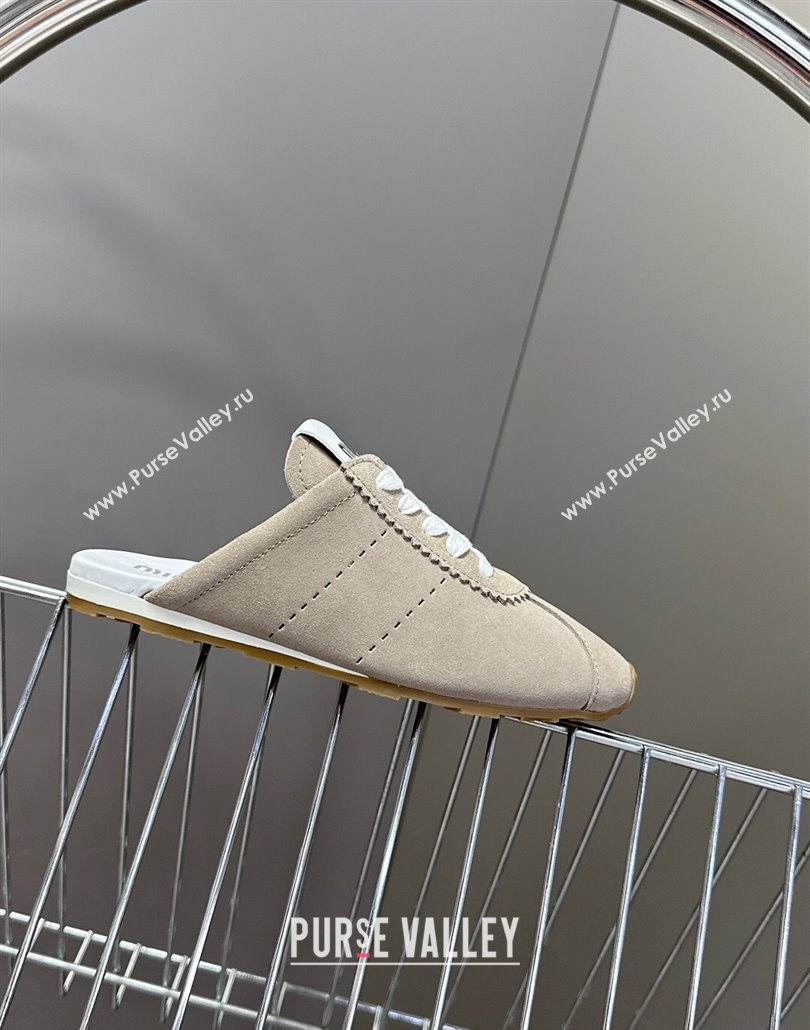 Miu Miu Plumet Suede Flat Sneaker Mules Grey2 2025 MIU060303 (MD-250603106)