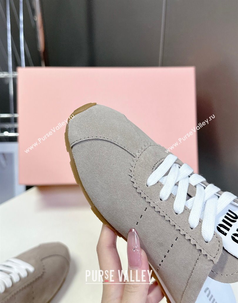 Miu Miu Plumet Suede Flat Sneaker Mules Grey2 2025 MIU060303 (MD-250603106)