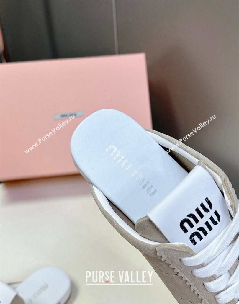 Miu Miu Plumet Suede Flat Sneaker Mules Grey3 2025 MIU060303 (MD-250603108)