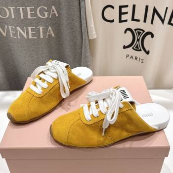 Miu Miu Plumet Suede Flat Sneaker Mules Yellow 2025 MIU060303 (MD-250603113)