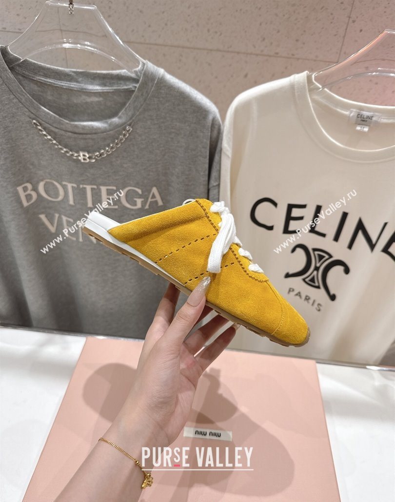 Miu Miu Plumet Suede Flat Sneaker Mules Yellow 2025 MIU060303 (MD-250603113)