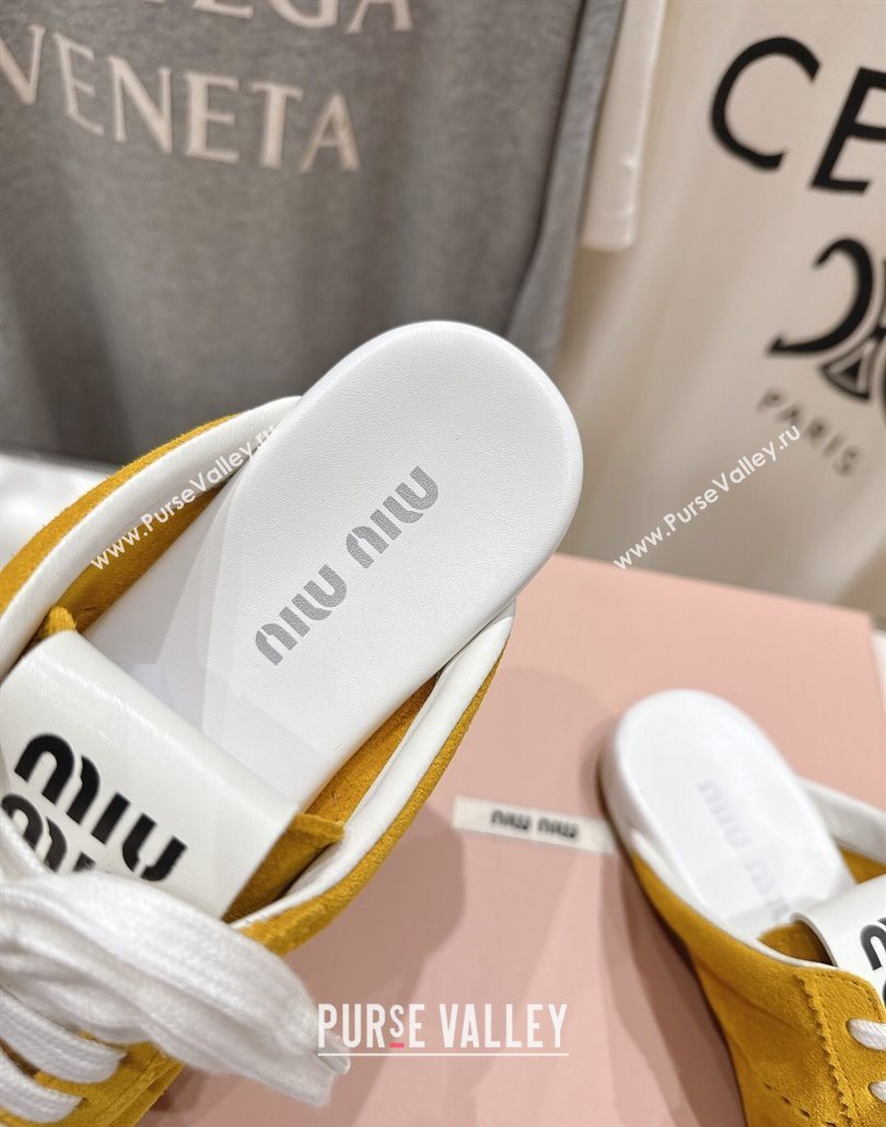 Miu Miu Plumet Suede Flat Sneaker Mules Yellow 2025 MIU060303 (MD-250603113)