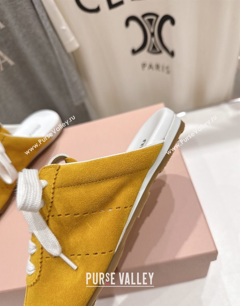 Miu Miu Plumet Suede Flat Sneaker Mules Yellow 2025 MIU060303 (MD-250603113)