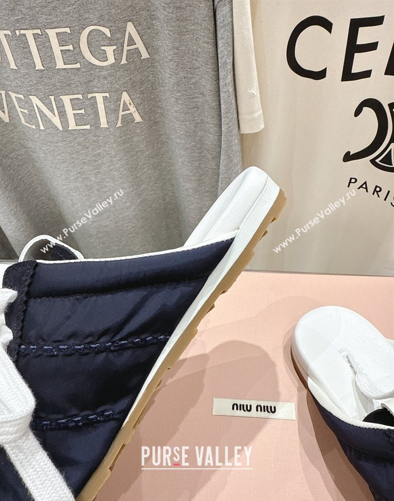 Miu Miu Plumet Suede and Fabric Flat Sneaker Mules Black 2025 MIU060303 (MD-250603115)