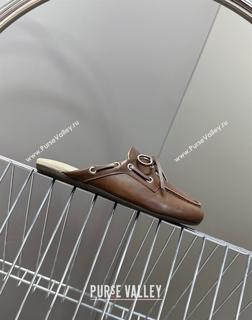 Miu Miu Faded Leather Sneaker Mules Brown 2025 5D455E (MD-250603122)