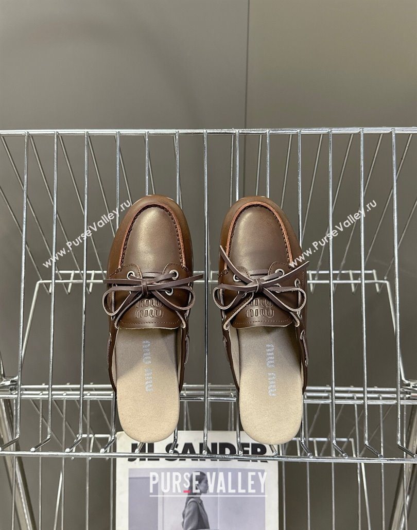 Miu Miu Faded Leather Sneaker Mules Brown 2025 5D455E (MD-250603122)