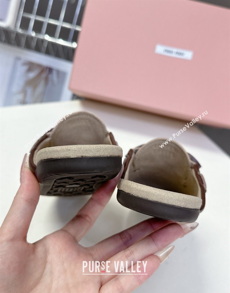 Miu Miu Faded Leather Sneaker Mules Brown 2025 5D455E (MD-250603122)