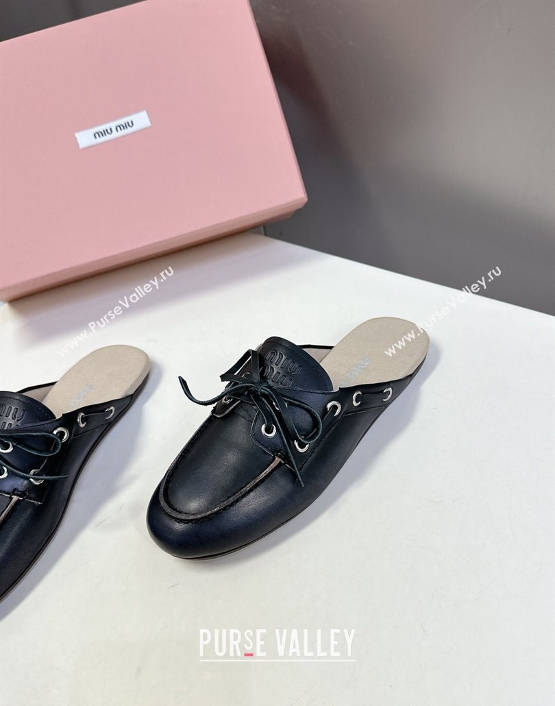 Miu Miu Faded Leather Sneaker Mules Black 2025 5D455E (MD-250603124)