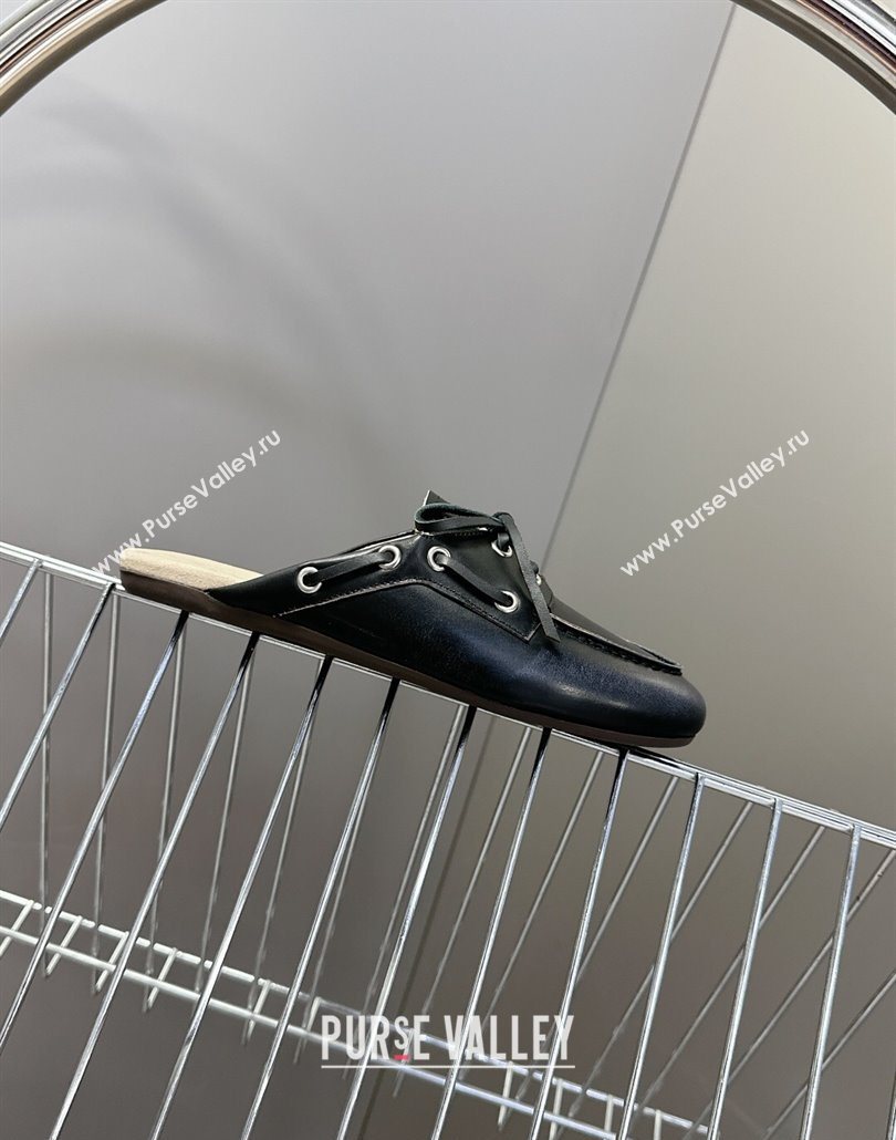 Miu Miu Faded Leather Sneaker Mules Black 2025 5D455E (MD-250603124)