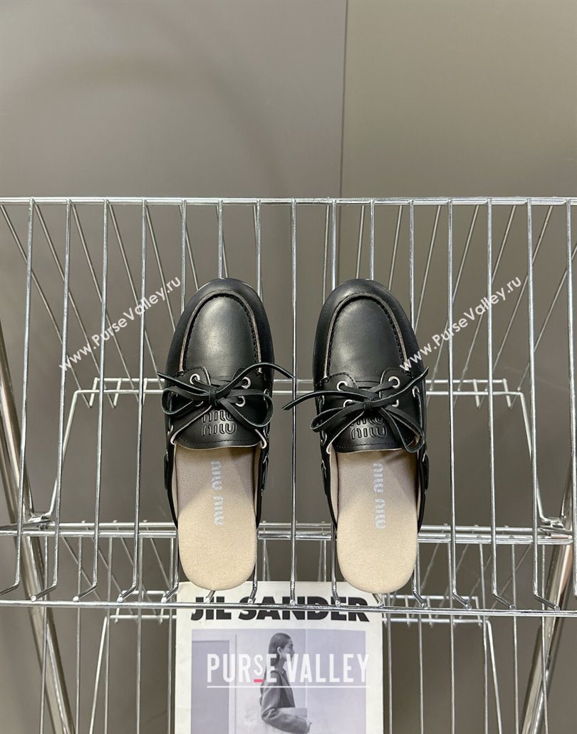 Miu Miu Faded Leather Sneaker Mules Black 2025 5D455E (MD-250603124)