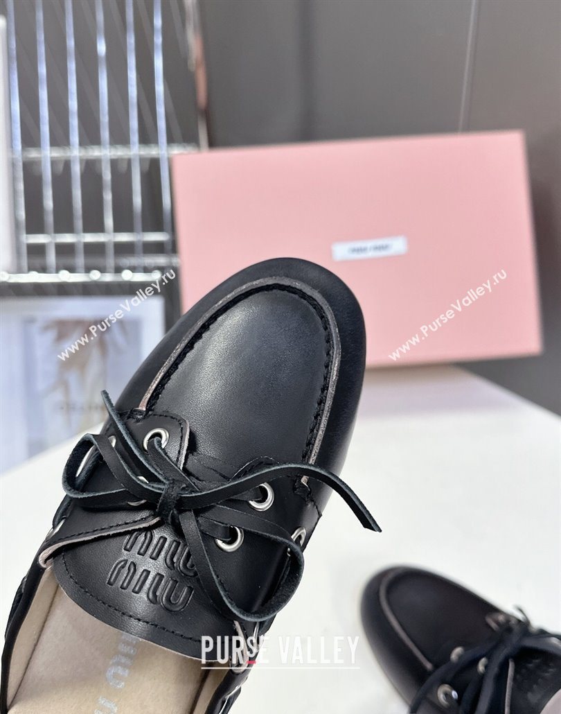 Miu Miu Faded Leather Sneaker Mules Black 2025 5D455E (MD-250603124)