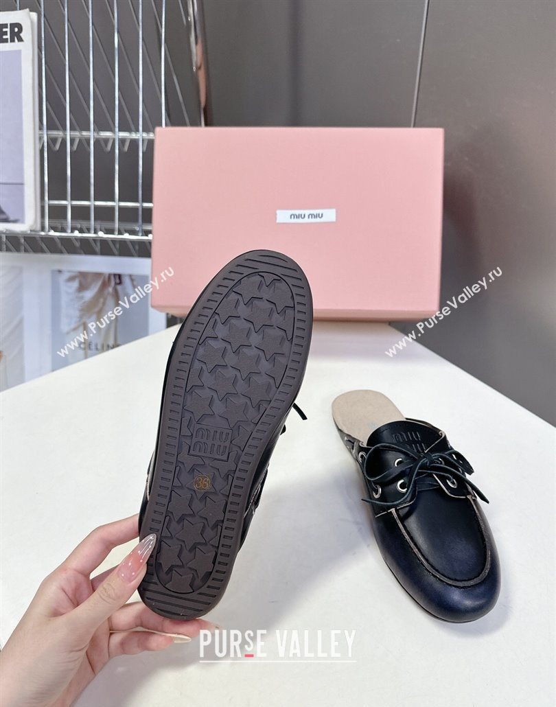 Miu Miu Faded Leather Sneaker Mules Black 2025 5D455E (MD-250603124)