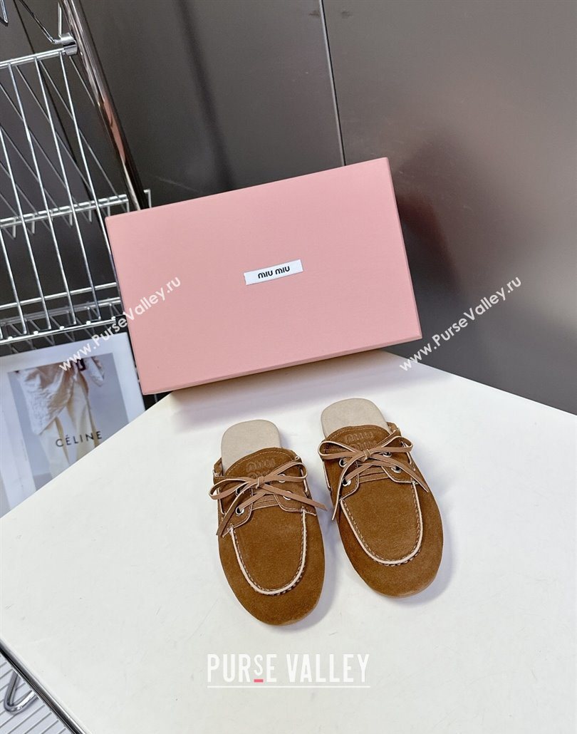 Miu Miu Faded Leather Sneaker Mules Brown2 2025 5D455E (MD-250603125)