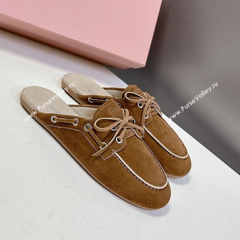 Miu Miu Faded Leather Sneaker Mules Brown2 2025 5D455E (MD-250603125)