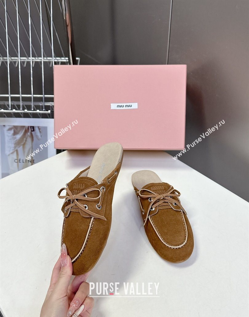 Miu Miu Faded Leather Sneaker Mules Brown2 2025 5D455E (MD-250603125)
