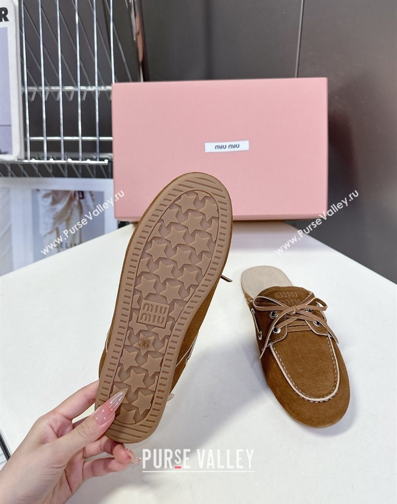Miu Miu Faded Leather Sneaker Mules Brown2 2025 5D455E (MD-250603125)