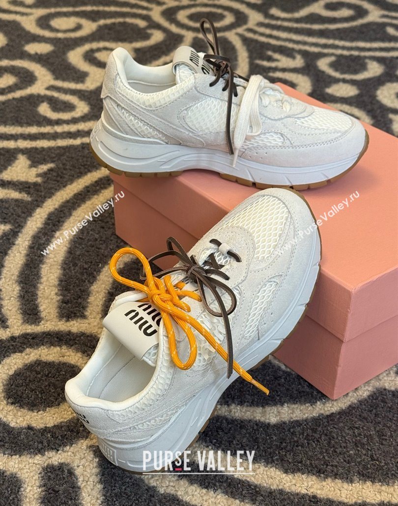 New Balance x Miu Miu Sneakers in Suede and Mesh White 2025 MIU060302 (SS-250603100)