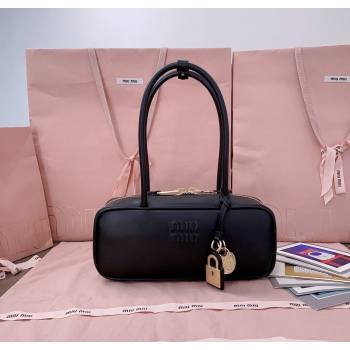 Miu Miu Beau Leather Small Handbag with Charm Black 2025 5BB173 (JD-250626071)