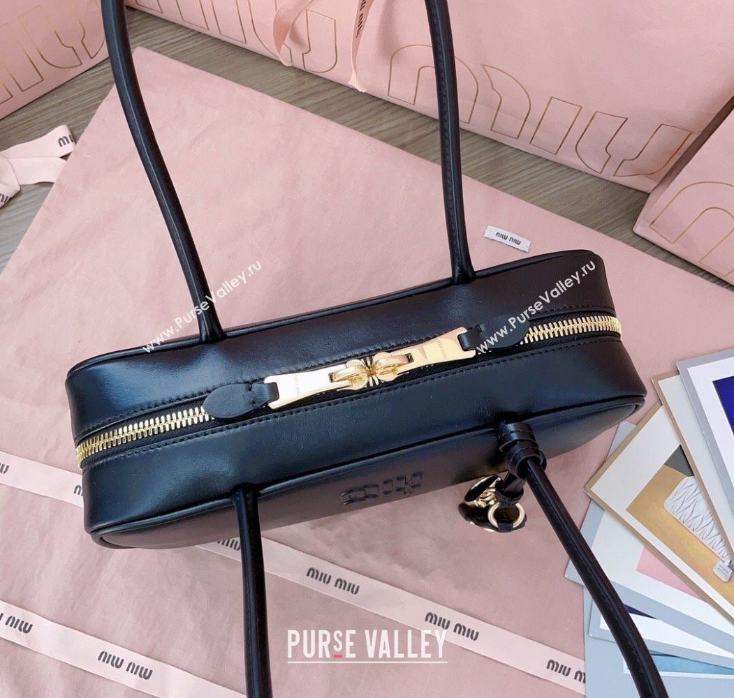 Miu Miu Beau Leather Small Handbag with Charm Black 2025 5BB173 (JD-250626071)