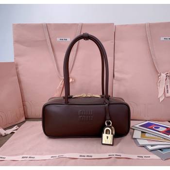 Miu Miu Beau Leather Small Handbag with Charm Briarwood Brown 2025 5BB173 (JD-250626072)