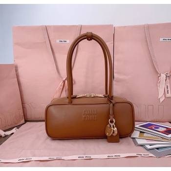 Miu Miu Beau Leather Small Handbag with Charm Tan Brown 2025 5BB173 (JD-250626073)