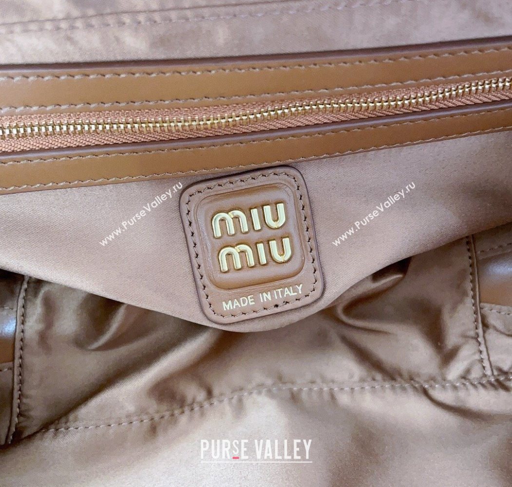 Miu Miu Beau Leather Small Handbag with Charm Tan Brown 2025 5BB173 (JD-250626073)