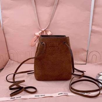 Miu Miu Suede Pouch Dark Brown 2025 5NF460 (JD-250626069)