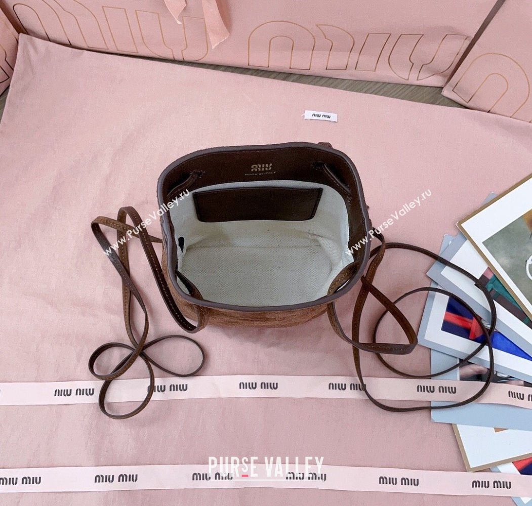 Miu Miu Suede Pouch Dark Brown 2025 5NF460 (JD-250626069)
