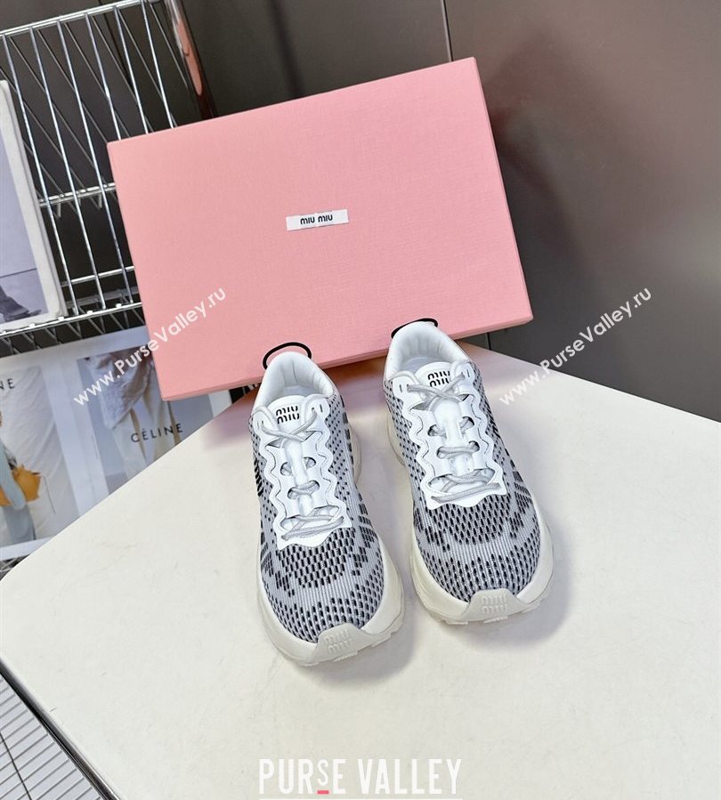 Miu Miu Technical Fabric Platform Sneakers 6cm Grey2 2025 5E480E (MD-250710090)