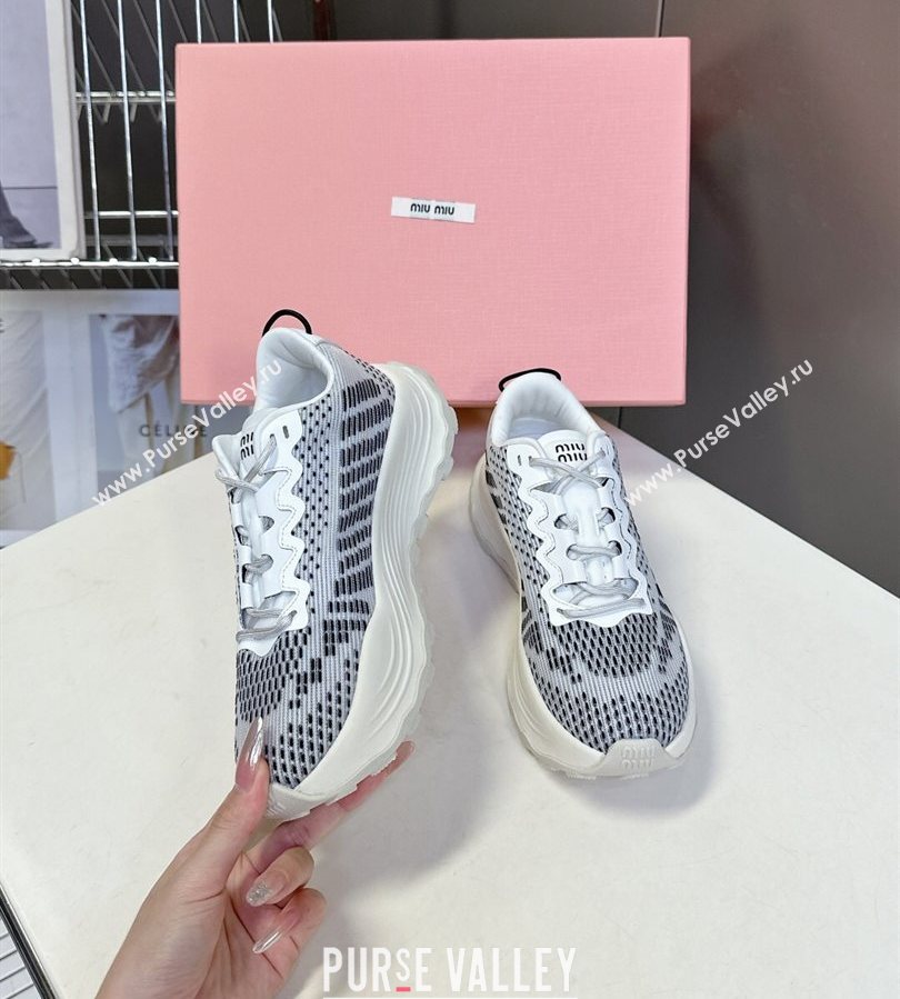 Miu Miu Technical Fabric Platform Sneakers 6cm Grey2 2025 5E480E (MD-250710090)