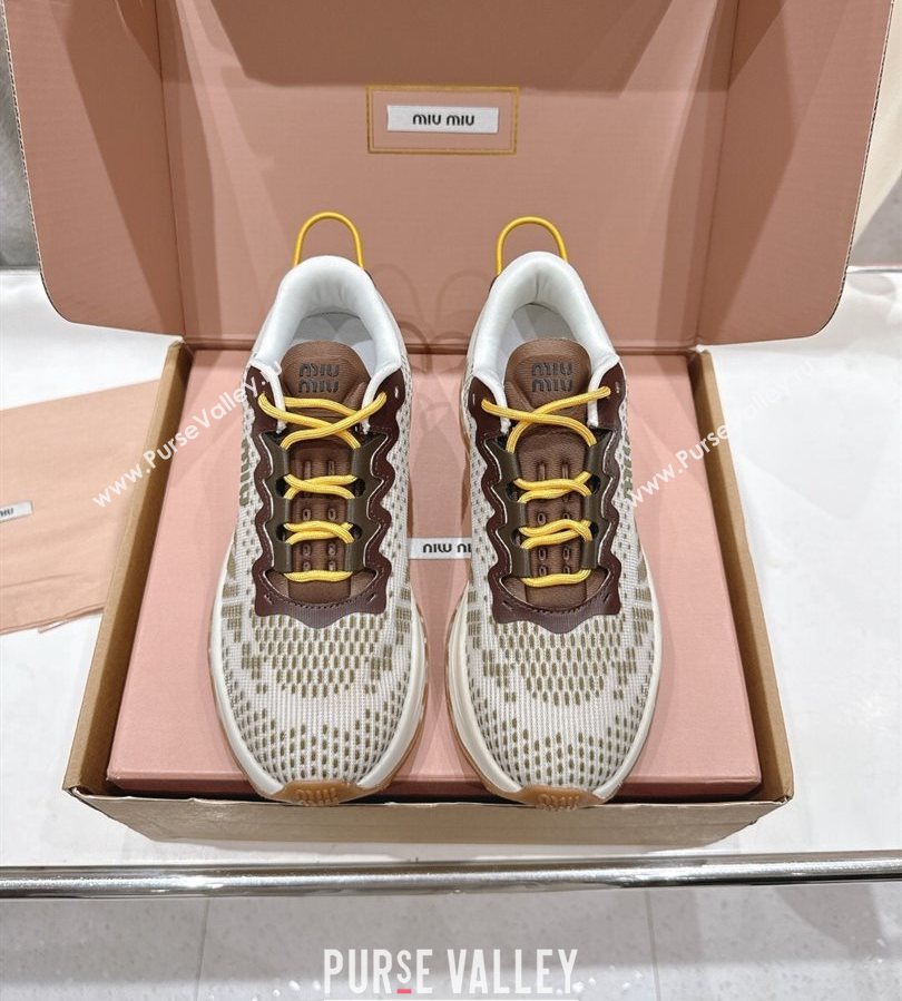 Miu Miu Technical Fabric Platform Sneakers 6cm Ivy Green 2025 5E480E (MD-250710088)