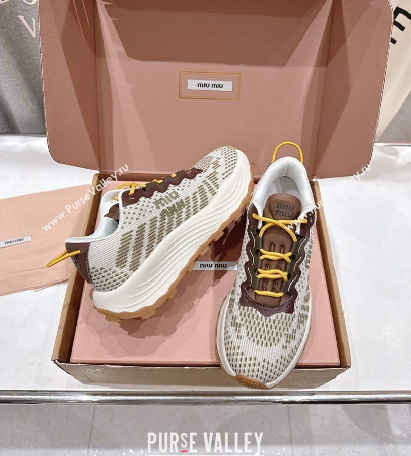 Miu Miu Technical Fabric Platform Sneakers 6cm Ivy Green 2025 5E480E (MD-250710088)