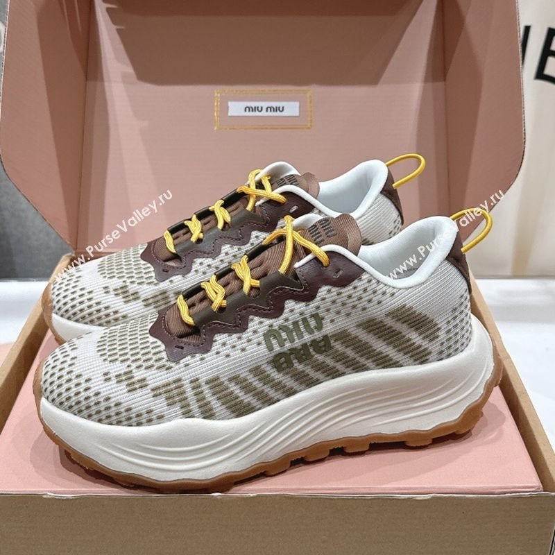 Miu Miu Technical Fabric Platform Sneakers 6cm Ivy Green 2025 5E480E (MD-250710088)