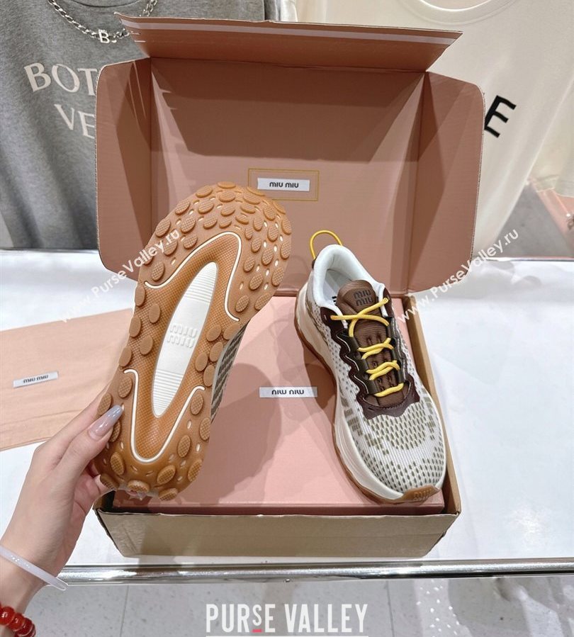 Miu Miu Technical Fabric Platform Sneakers 6cm Ivy Green 2025 5E480E (MD-250710088)