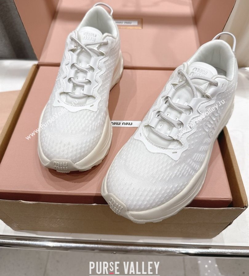 Miu Miu Technical Fabric Platform Sneakers 6cm White 2025 5E480E (MD-250710092)