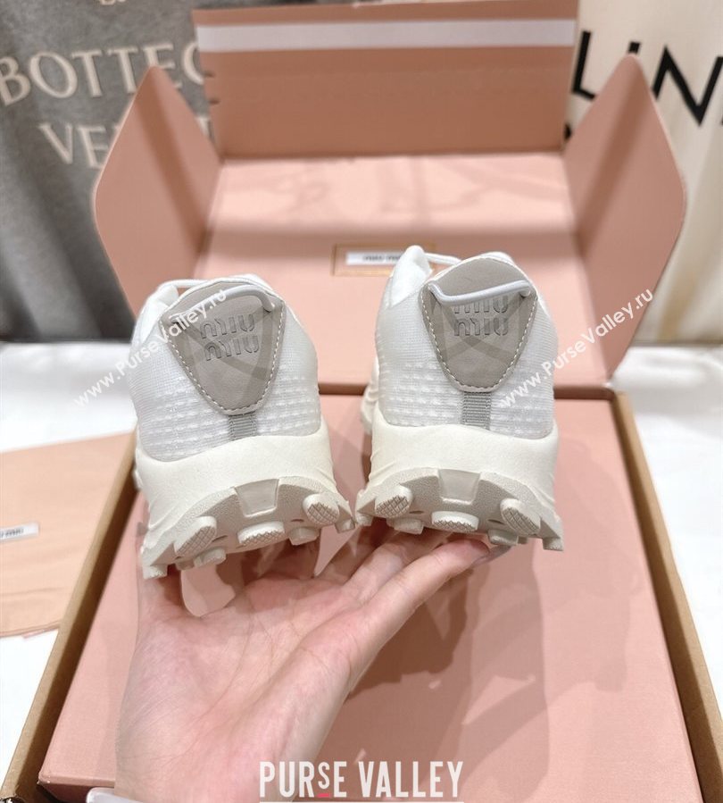 Miu Miu Technical Fabric Platform Sneakers 6cm White 2025 5E480E (MD-250710092)