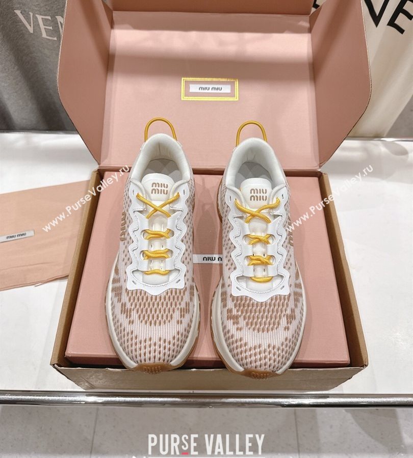 Miu Miu Technical Fabric Platform Sneakers 6cm Brown 2025 5E480E (MD-250710093)