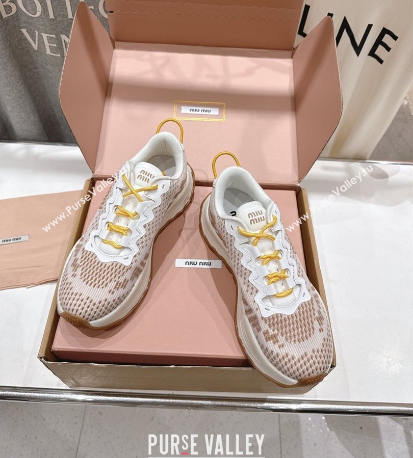 Miu Miu Technical Fabric Platform Sneakers 6cm Brown 2025 5E480E (MD-250710093)