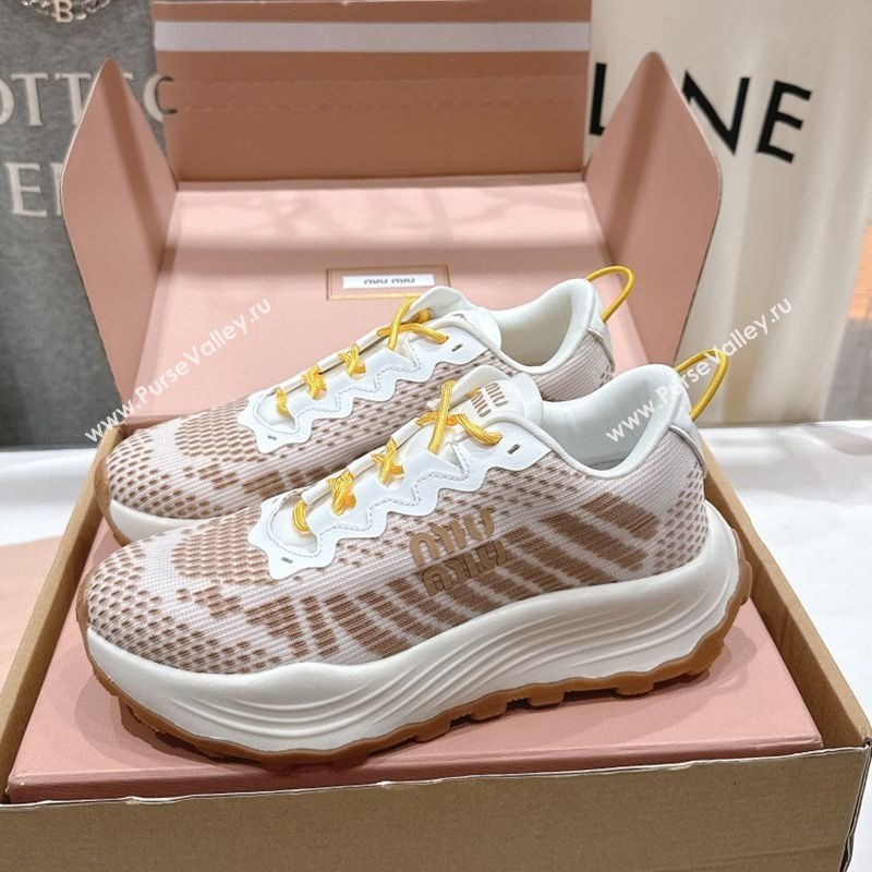 Miu Miu Technical Fabric Platform Sneakers 6cm Brown 2025 5E480E (MD-250710093)